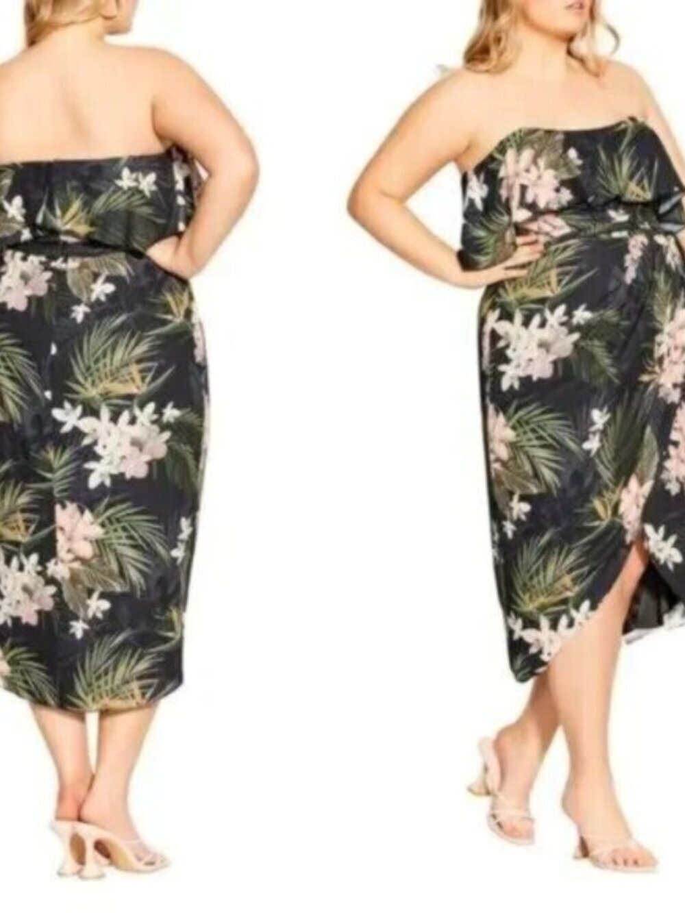 NWT City Chic Bahamas Floral Strapless A-Line Plus Size Dress - Size Small/16